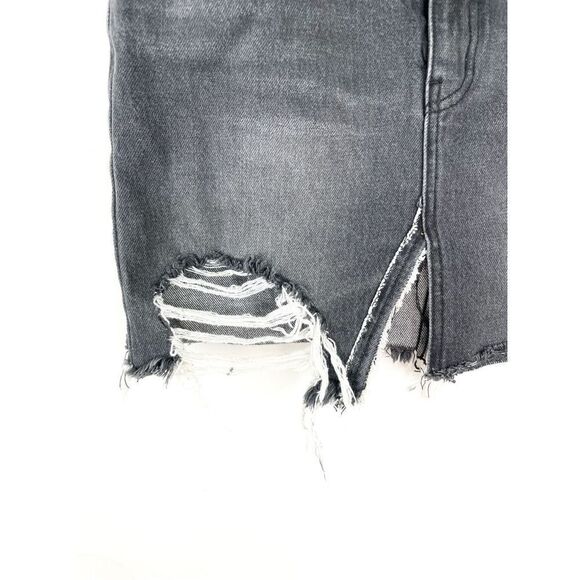 Free People We‎ The Free Womens Size 26 Distressed Denim Mini Skirt Washed Black - Picture 7 of 9